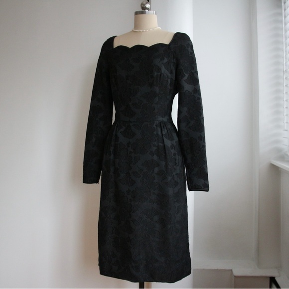 Rare 1950’s Black Brocade Evening Dress - Picture 5 of 6